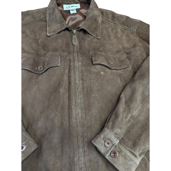 L.L.Bean Men’s 2XL Goat’s Yute Suede Leather Jacket Brown Full Zip Coat - Picture 9 of 13